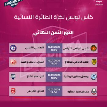 12-Volleyball . FEMMES. N. A. 1.8 DE FINALE. COUPE DE TUNISIE 